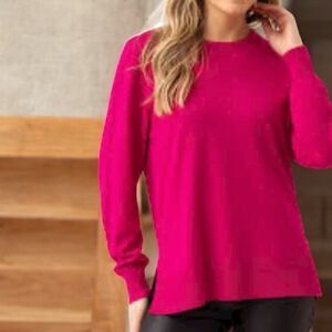 MARBLE Fuchsia Long Sleeve Split Side Top - L - NWT